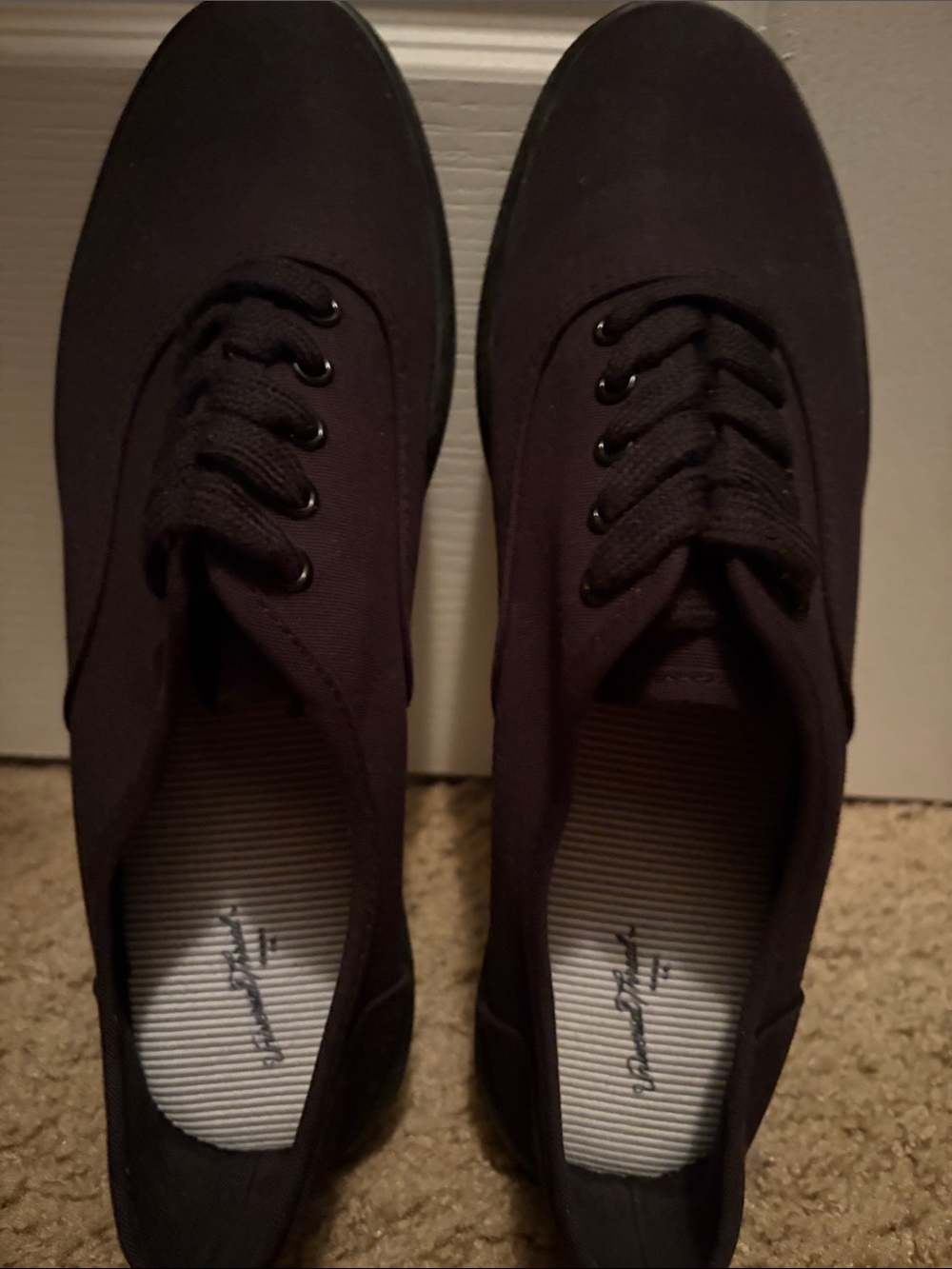 Women Casual Black Canvas Lace-Up Shoes